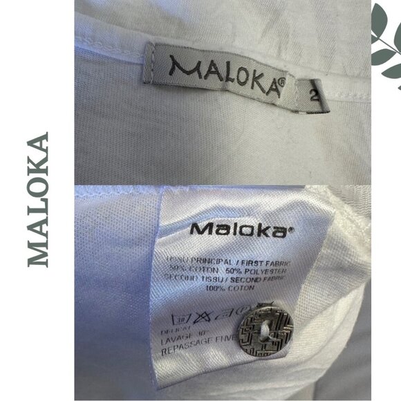 🛍️3/$40 Maloka White Sleeveless Tunic Knit Top Mixed Fabric Size 2 - Picture 6 of 6